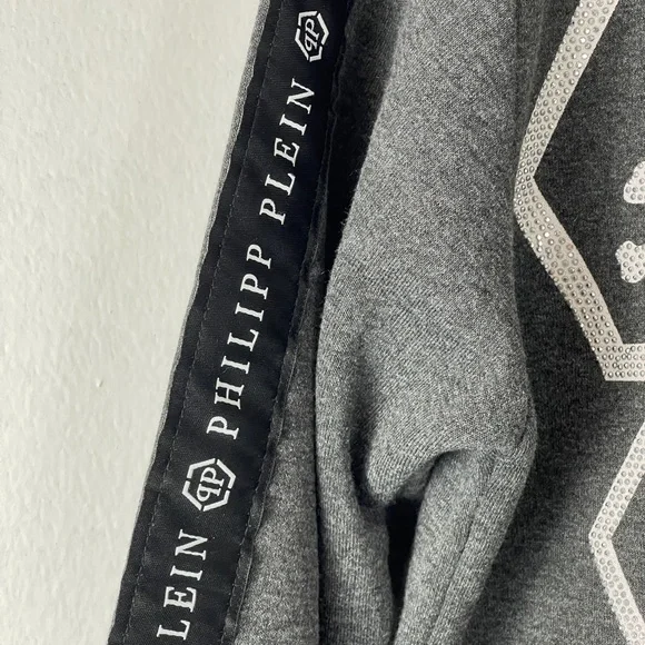 Philipp Plein Womens Sweater Small Skull Beaded Sweatshirt Pullover Gray N91 - Picture 4 of 8